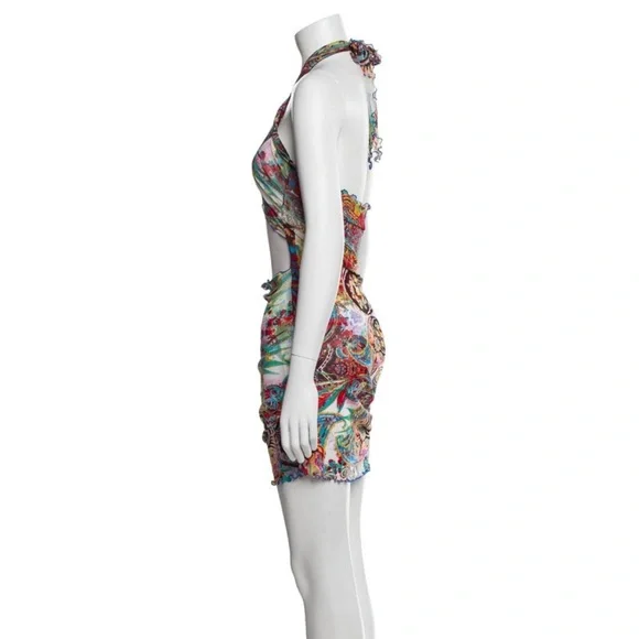 KIM SHUI Sheer Mesh Paisley Wrap Dress Colorful Halter Wrap Dress Swim  Cover XS - www.sanvalentin.cl